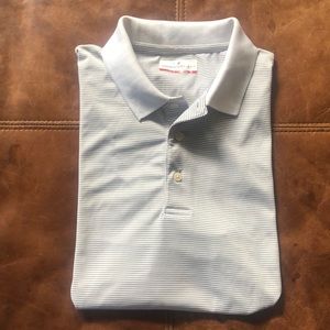 Grand Slam Performance Men’s M Golf Short Sleeve Shirt White w/Black Pinstripes